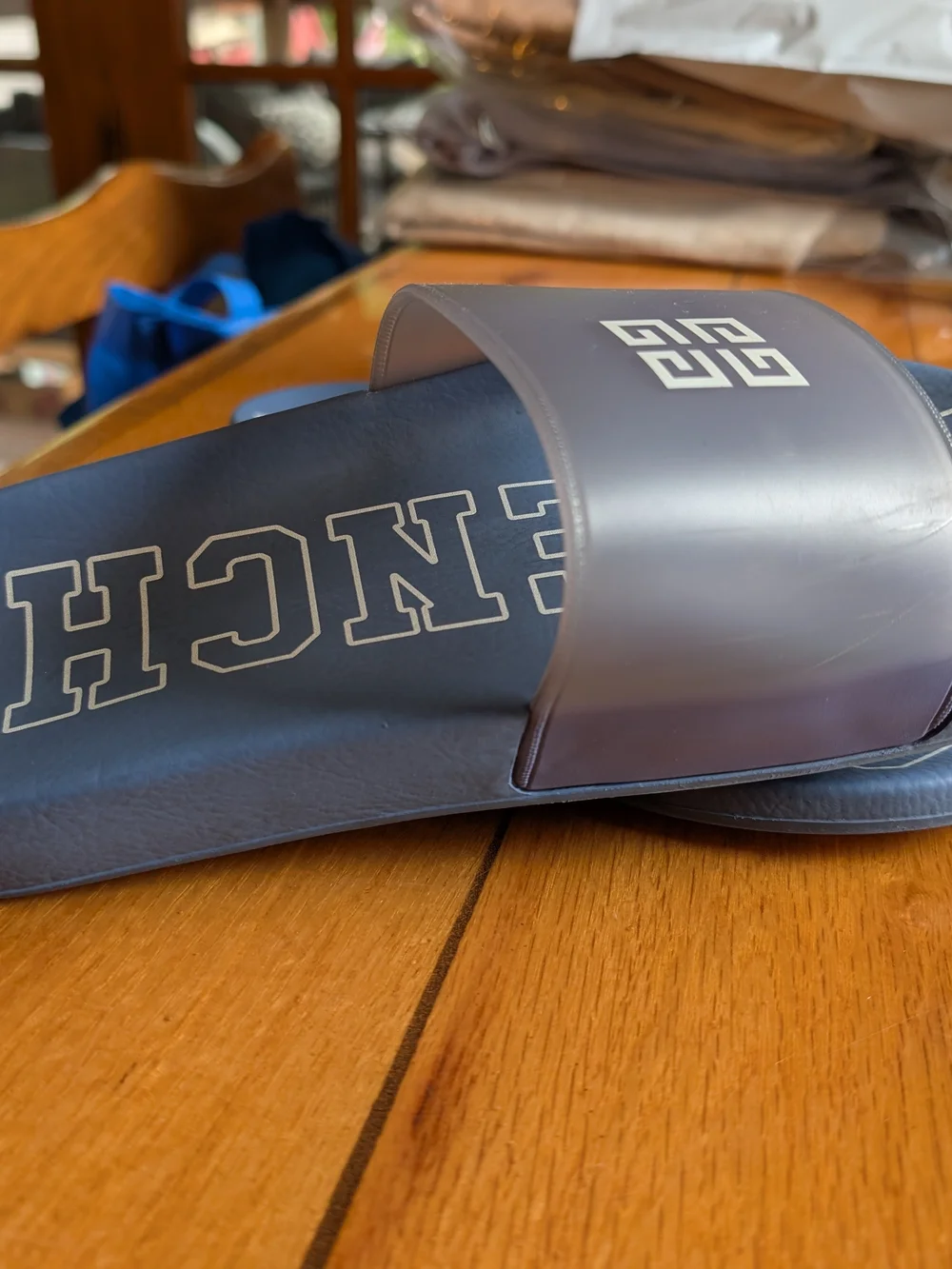 Givenchy Blue Logo Slide Sandals